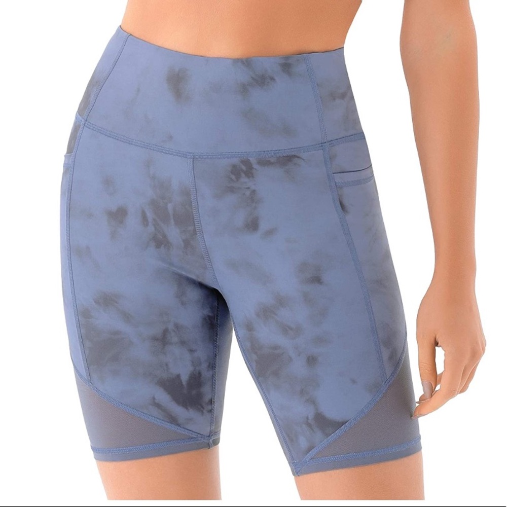 NWT marble slate blue pocket bike shorts - Picture 2 of 7